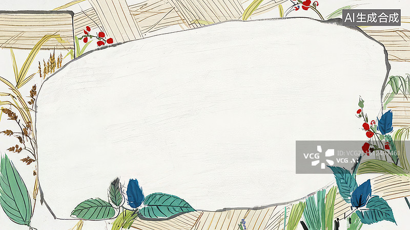【AI数字艺术】植物花纹边框装饰图案图片素材