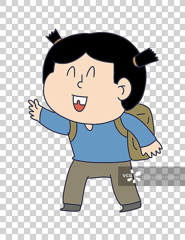 开心愉快的背书包小学生图片素材
