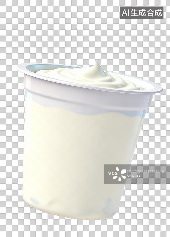 【AI数字艺术】白色酸奶塑料杯装图片素材