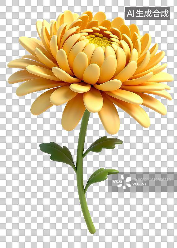 【AI数字艺术】3D渲染黄色菊花图片素材