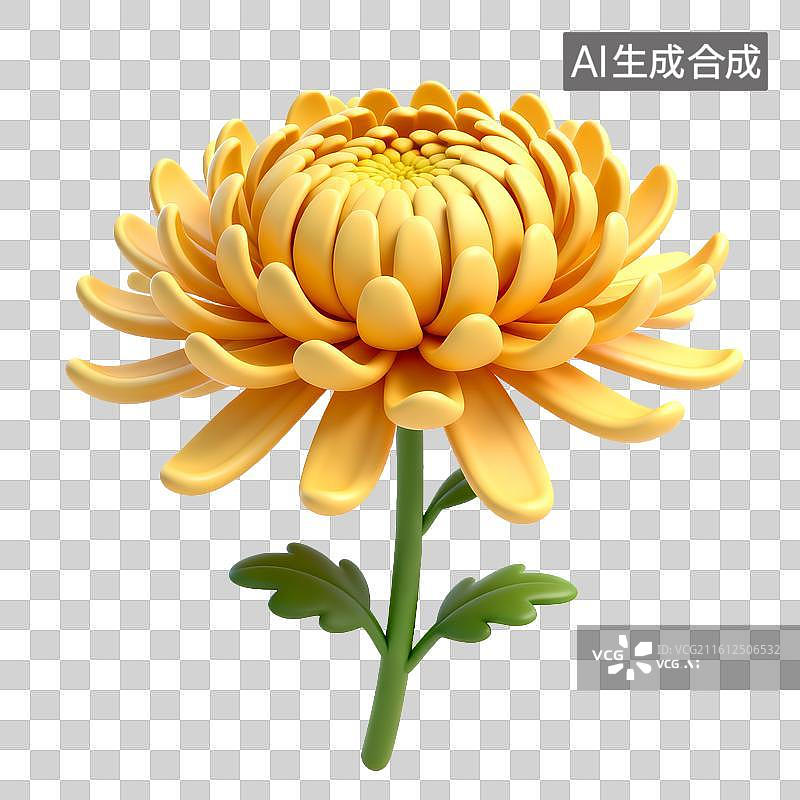 【AI数字艺术】3D渲染黄色菊花图片素材