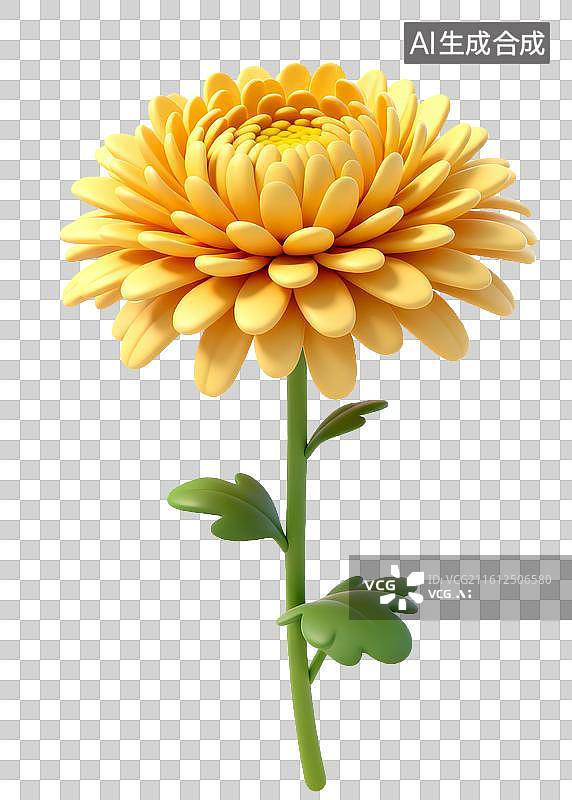【AI数字艺术】3D渲染黄色菊花图片素材