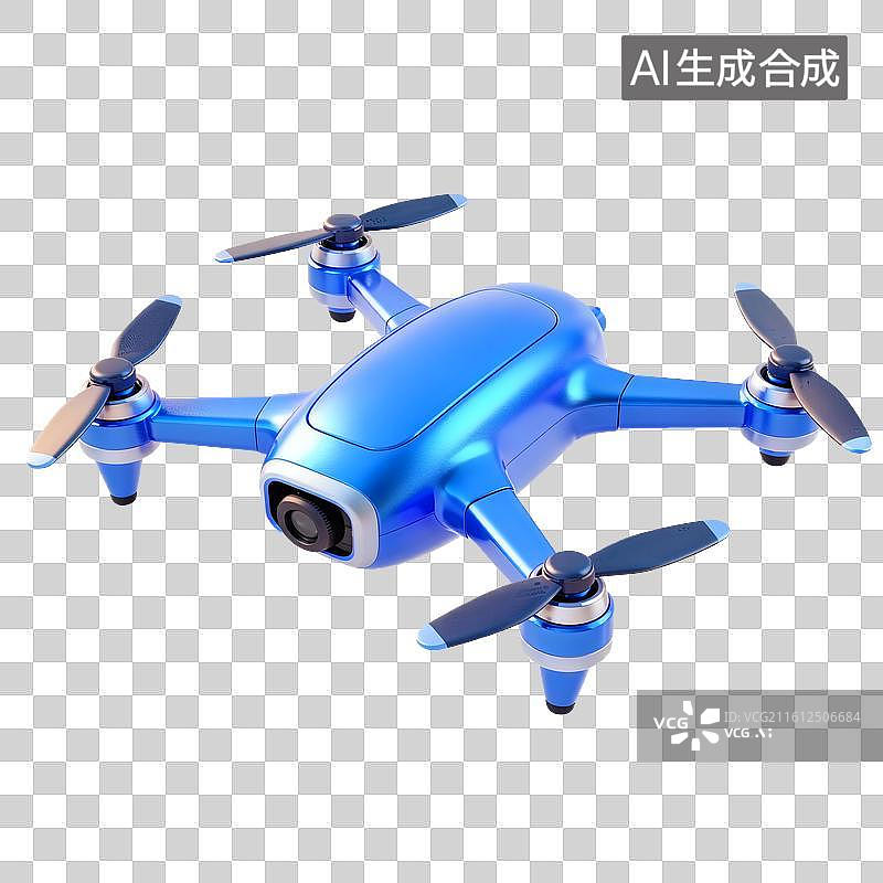 【AI数字艺术】蓝色无人机三维元素图片素材