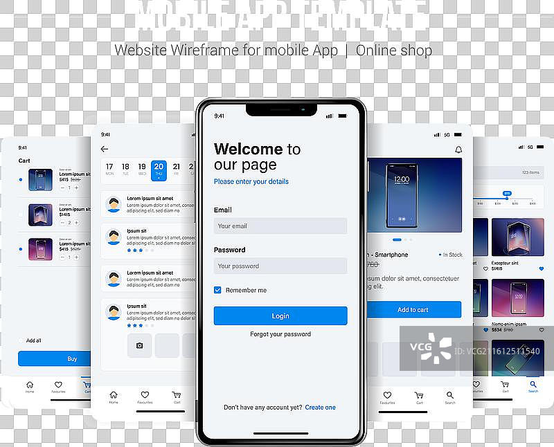 手机购物应用程序的UI界面图片素材