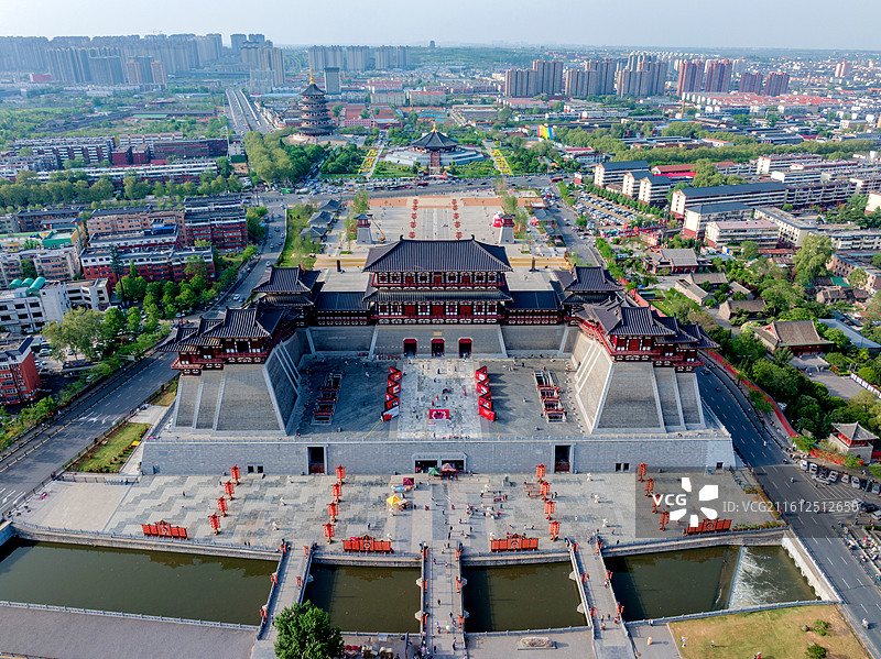 中国河南洛阳隋唐洛阳城国家遗址公园应天门航拍风光图片素材