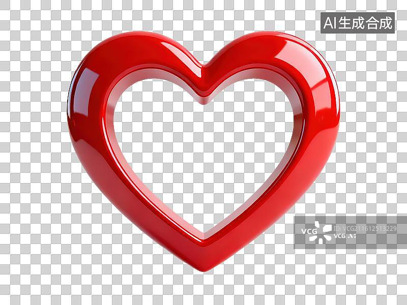 【AI数字艺术】3D渲染免抠图形元素红色爱心图片素材