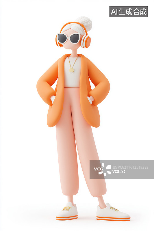 【AI数字艺术】戴耳机墨镜的卡通人物图片素材