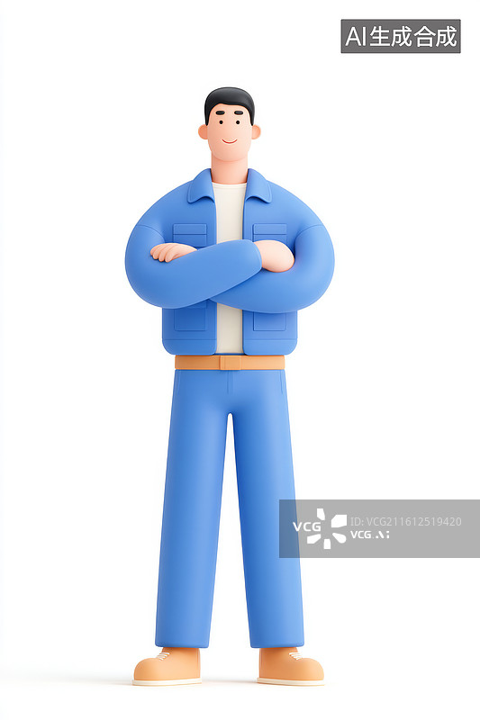 【AI数字艺术】穿蓝色外套的卡通人物图片素材