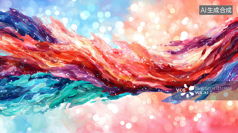 【AI数字艺术】彩色流动的抽象画布图片素材