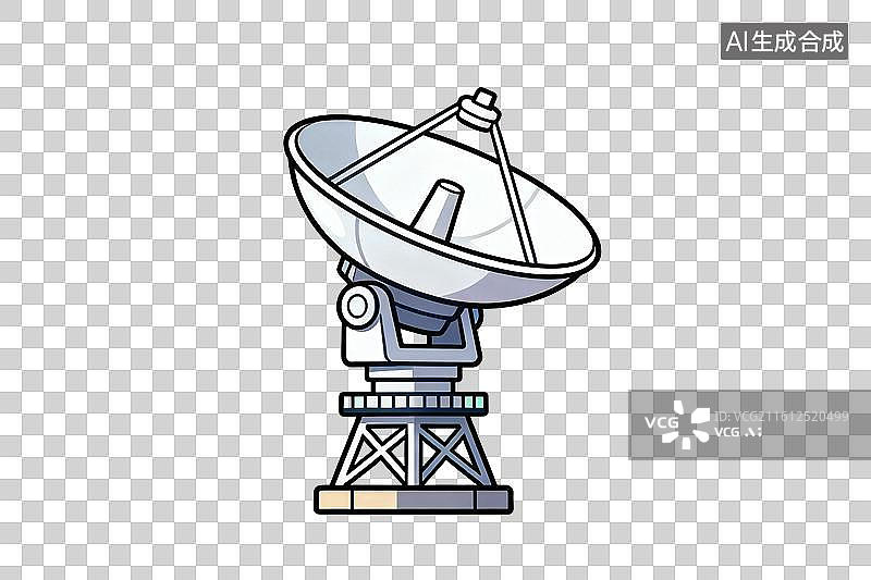 【AI数字艺术】卡通风格，射电望远镜PNG格式的免扣元素图片素材