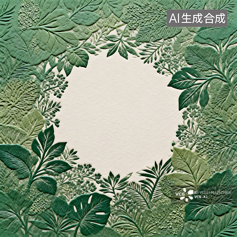 【AI数字艺术】植物主题圆圈造型压纹工艺背景图图片素材