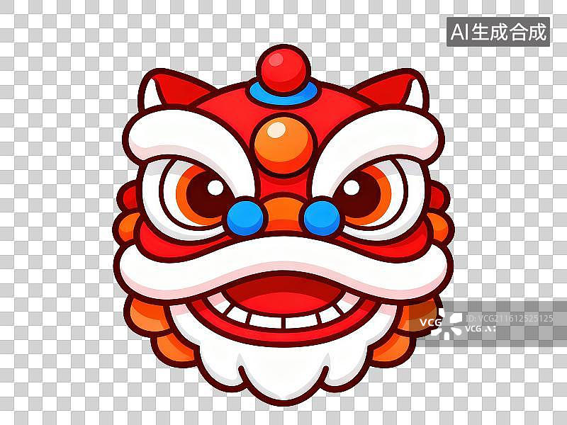 【AI数字艺术】3D渲染免抠图形元素卡通舞狮醒狮头图片素材