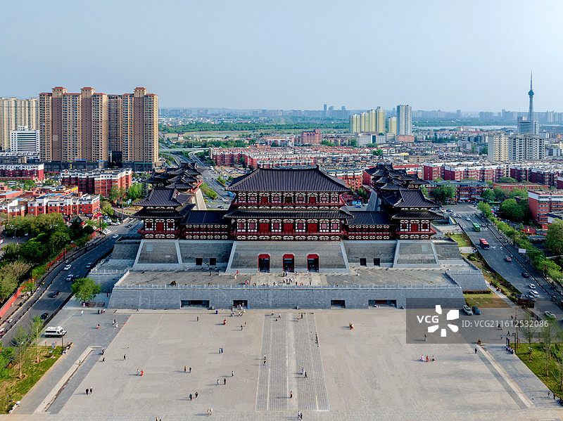 中国河南洛阳隋唐洛阳城国家遗址公园应天门航拍风光图片素材