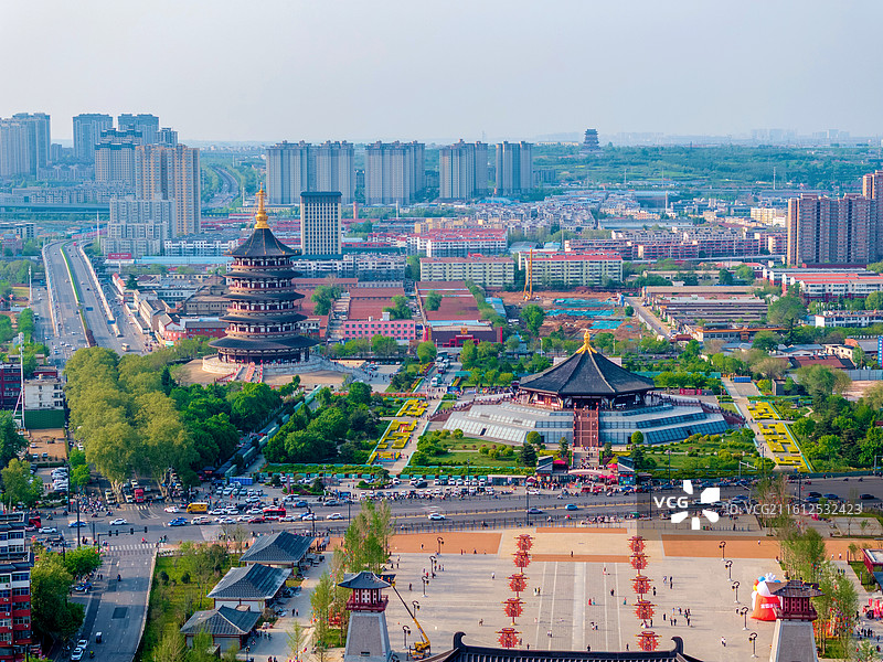 中国河南洛阳隋唐洛阳城国家遗址公园明堂天堂景区航拍风光图片素材