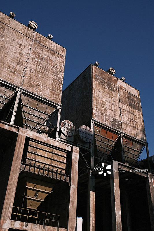 工业风建筑改造案例，首钢园区，无人，冬天摄影图片素材