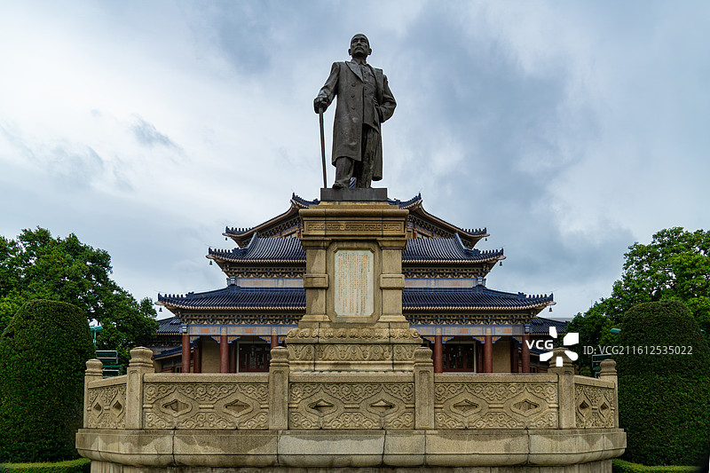 著名旅游景点：广州中山纪念堂及孙中山塑像图片素材