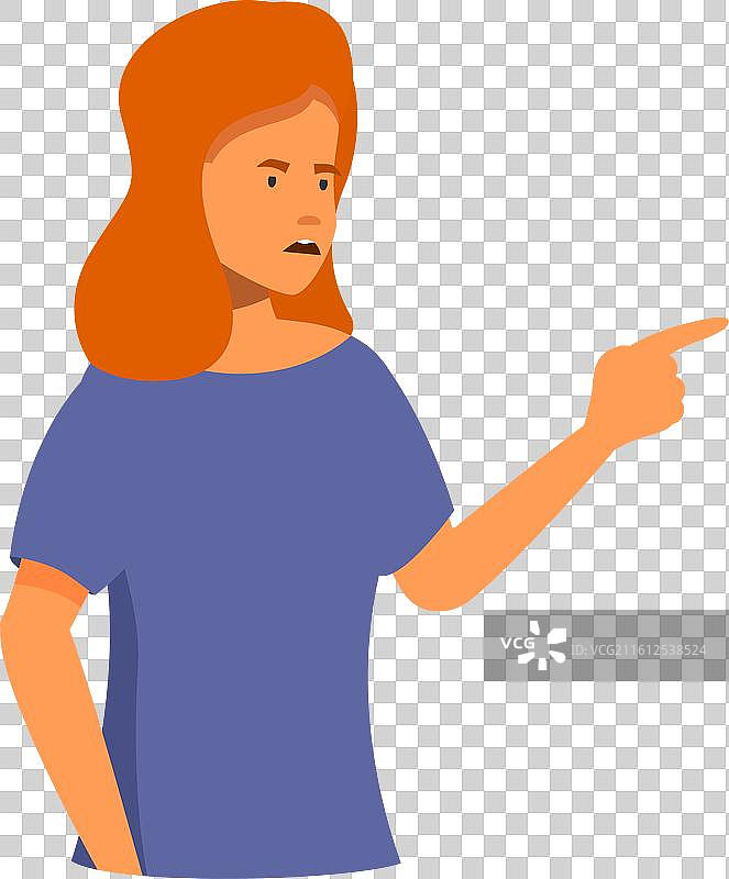 一位愤怒的女子伸出手指，指责地指向某人图片素材