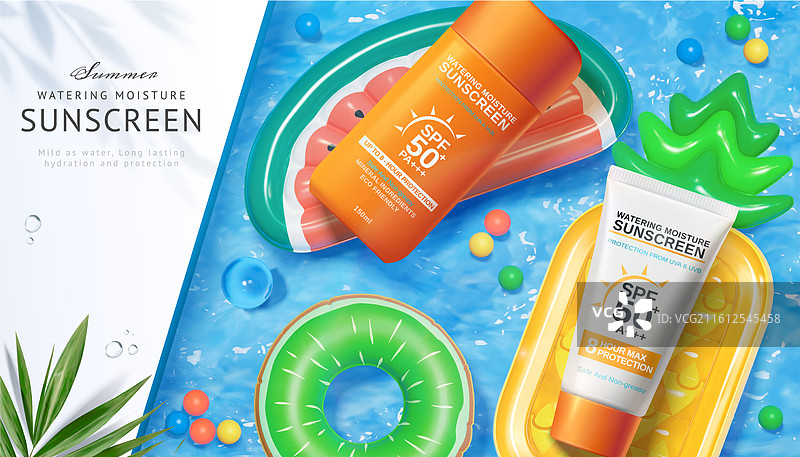 3D创意日光浴防晒广告图片素材