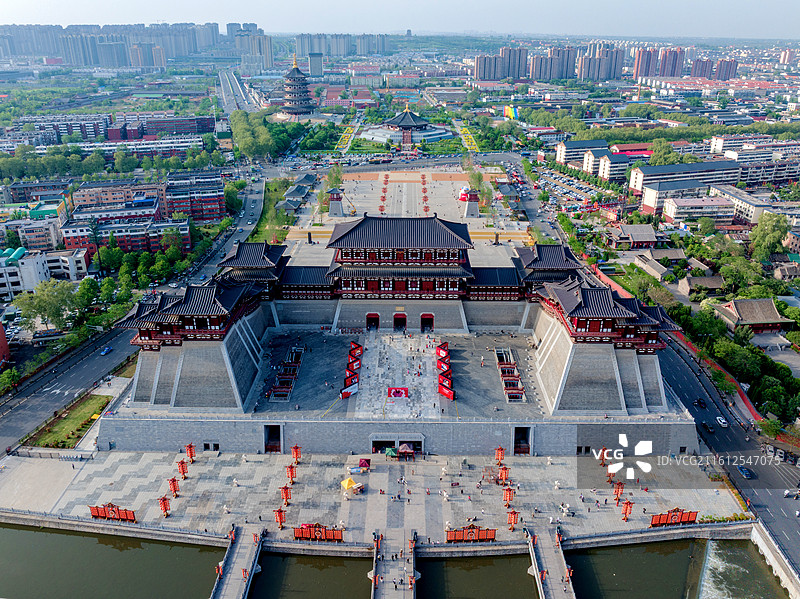 中国河南洛阳隋唐洛阳城国家遗址公园应天门航拍风光图片素材