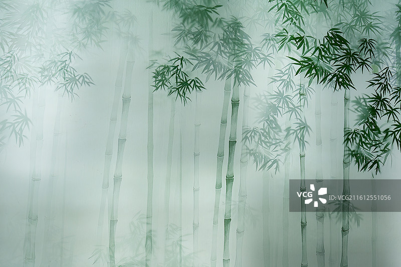 成都非物质文化遗产馆手绘竹林图片素材