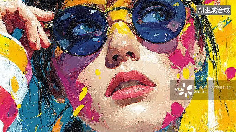 【AI数字艺术】泼墨风格时尚女性插画图片素材