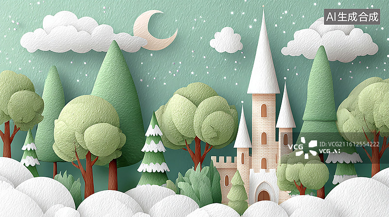 【AI数字艺术】森林中的童话城堡图片素材
