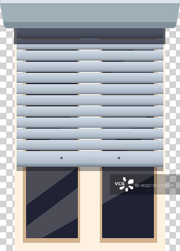 现代窗户被安全卷帘覆盖图片素材