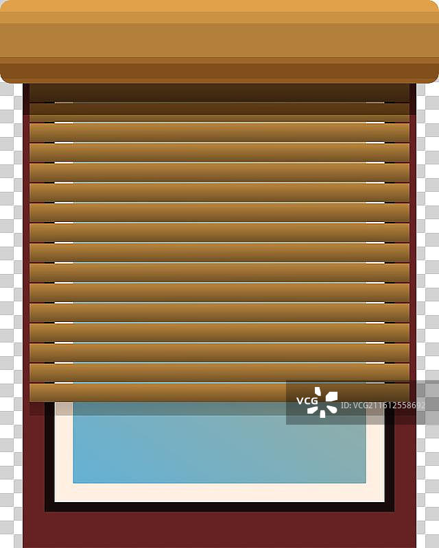 现代窗户被木制百叶窗遮盖图片素材