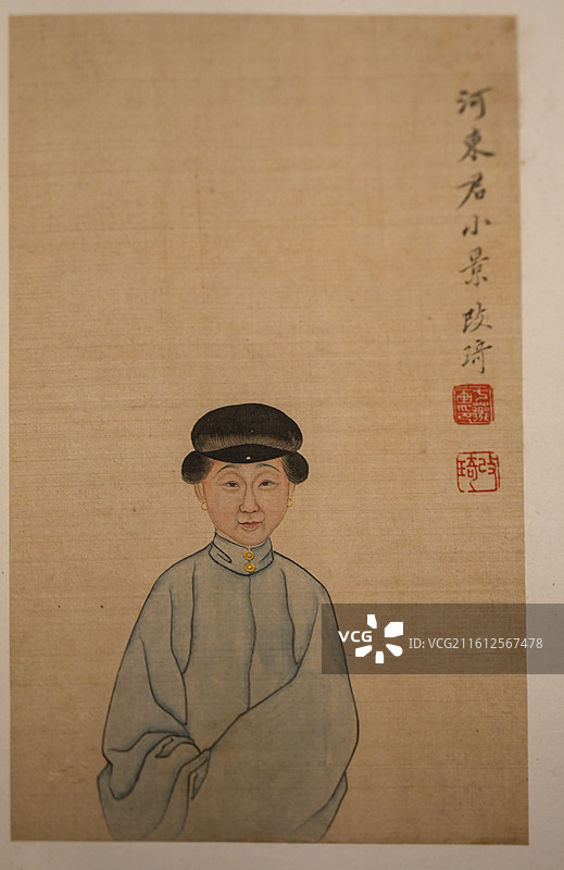 清代改琦绘《河东君小景》像轴图片素材