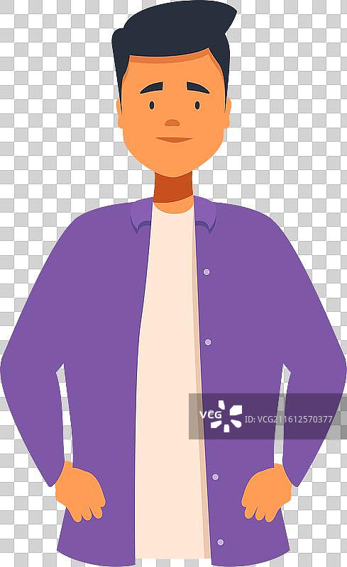 年轻男子叉着腰站着，若有所思图片素材