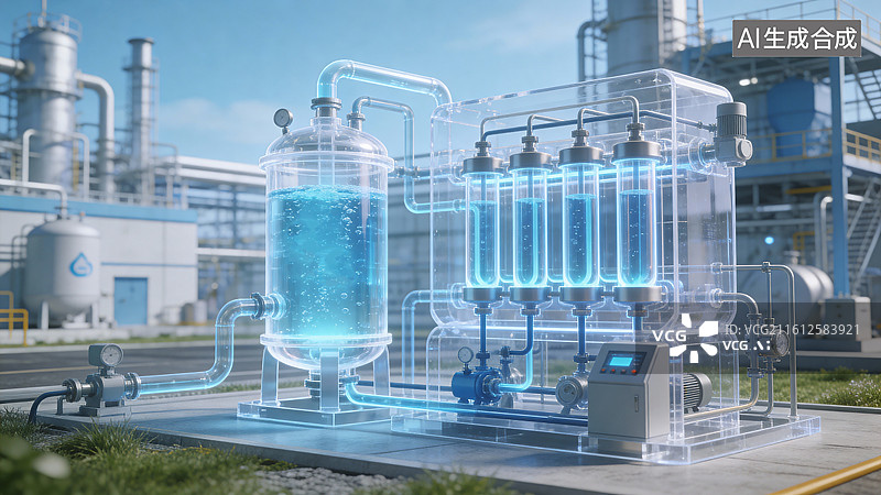 【AI数字艺术】数字化工业水处理系统图片素材