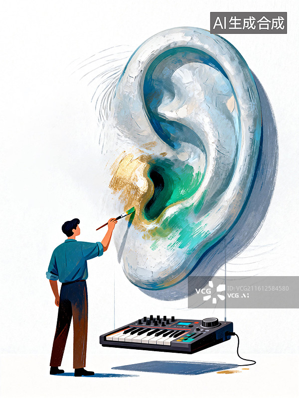 【AI数字艺术】画家的声音调色盘：在音符中涂抹光影的乐章图片素材