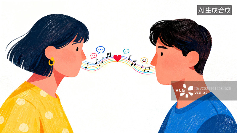 【AI数字艺术】倾听，让心更贴近 3月爱耳日人物主题创意插画系列图片素材