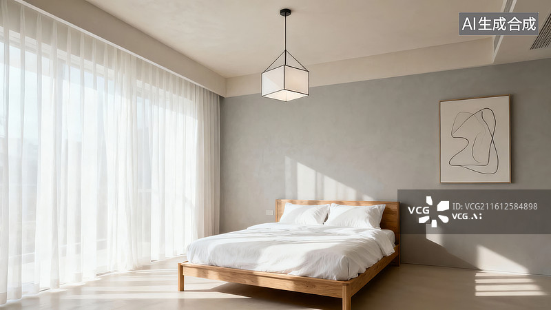 【AI数字艺术】简约风格卧室室内设计图片素材