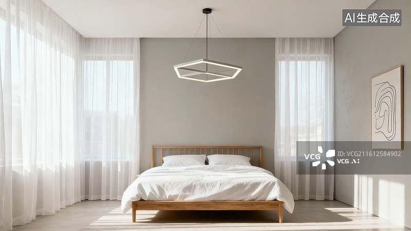 【AI数字艺术】现代简约卧室室内设计图片素材