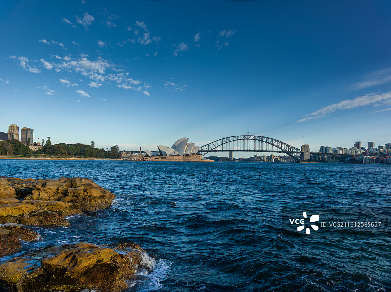 这张照片精彩呈现了澳大利亚悉尼的两大标志性建筑悉尼海港大桥与悉尼歌剧院。图片素材