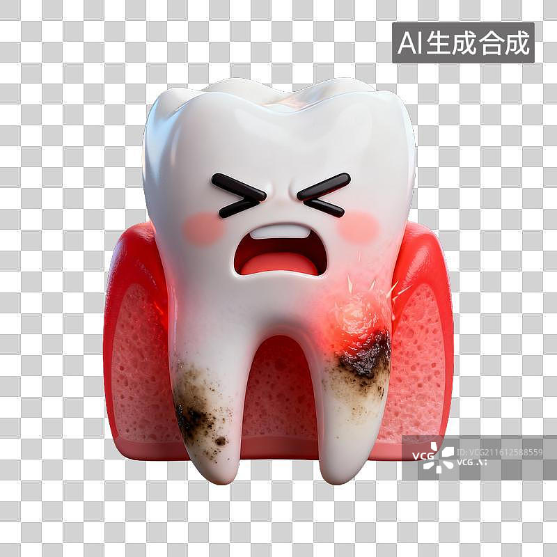 【AI数字艺术】3D轻拟人牙龈炎科普主题图片素材