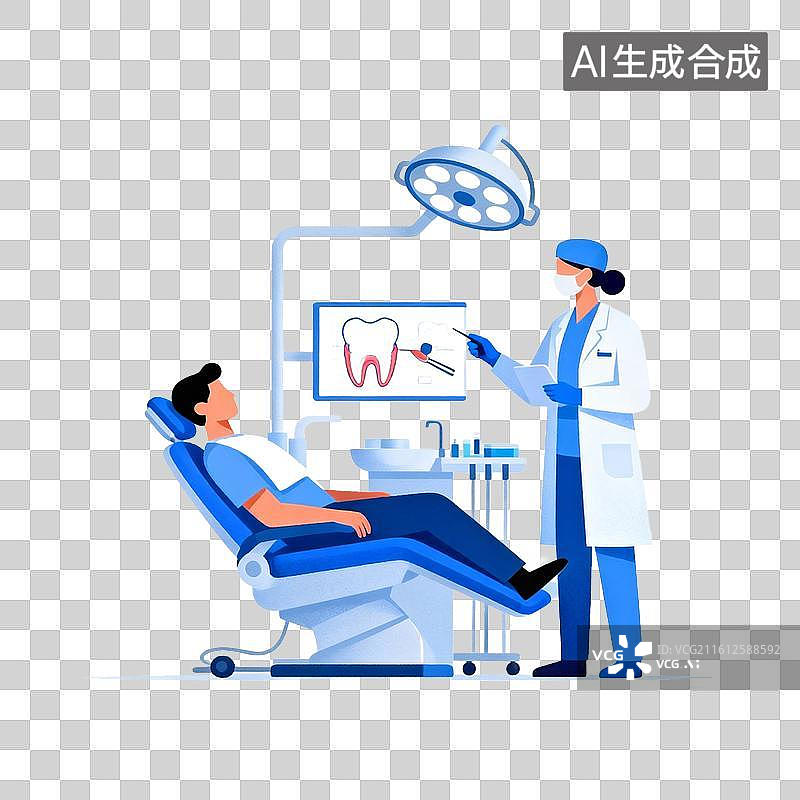【AI数字艺术】口腔健康诊疗主题 扁平插画图标图片素材