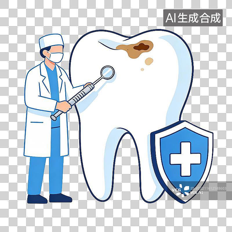 【AI数字艺术】口腔健康诊疗主题 扁平插画图标图片素材