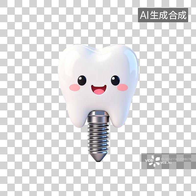 【AI数字艺术】种植牙健康主题拟人插画，3D 轻拟人插画图片素材