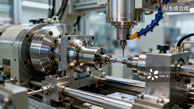 【AI数字艺术】精密机床加工金属零件图片素材