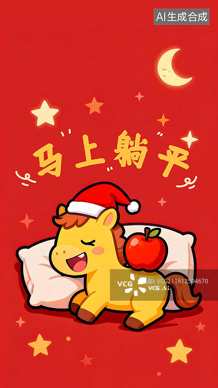 【AI数字艺术】马年新春插画壁纸 马上躺平图片素材