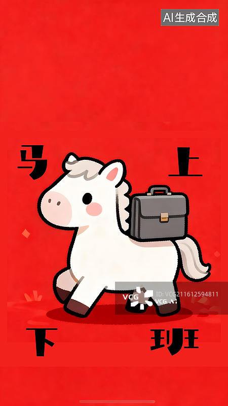 【AI数字艺术】马年新春插画壁纸 马上下班图片素材