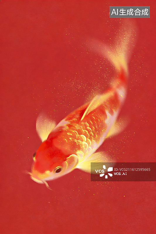 【AI数字艺术】红色背景中的锦鲤鱼图片素材