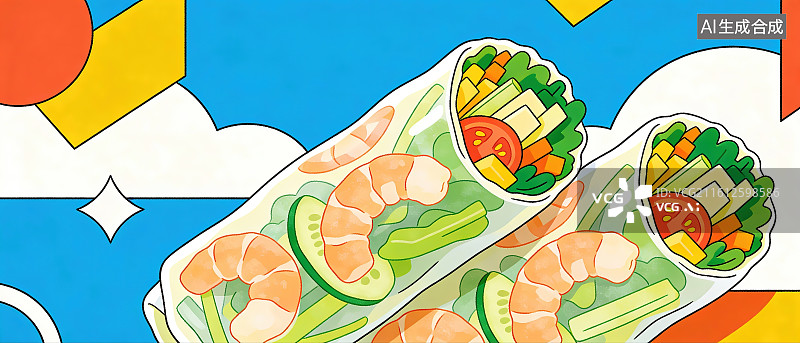 【AI数字艺术】立春节气食物春饼春卷图片素材