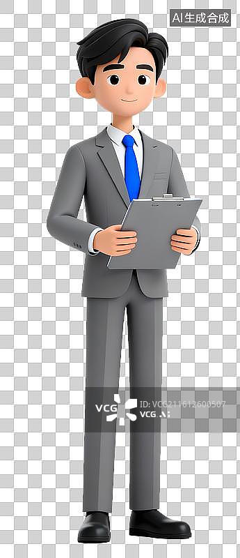 【AI数字艺术】手拿文件的职员3D卡通免抠元素图片素材