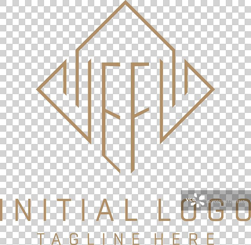 字母ef菱形线条标志设计，奢华风格图片素材