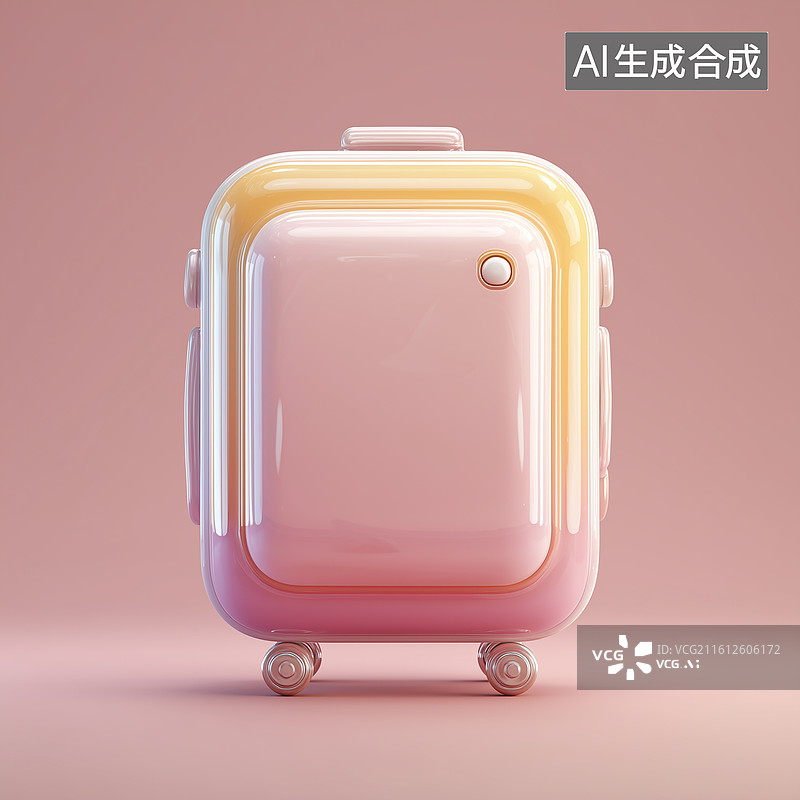 【AI数字艺术】可爱行李箱图标图片素材