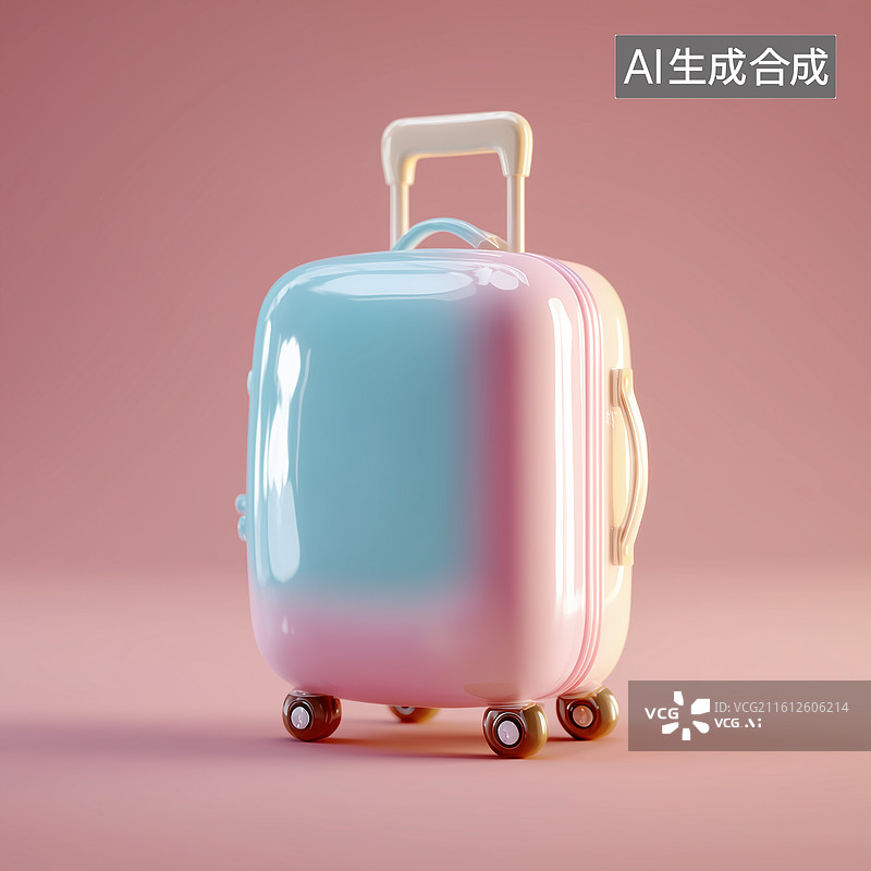 【AI数字艺术】可爱行李箱图标图片素材