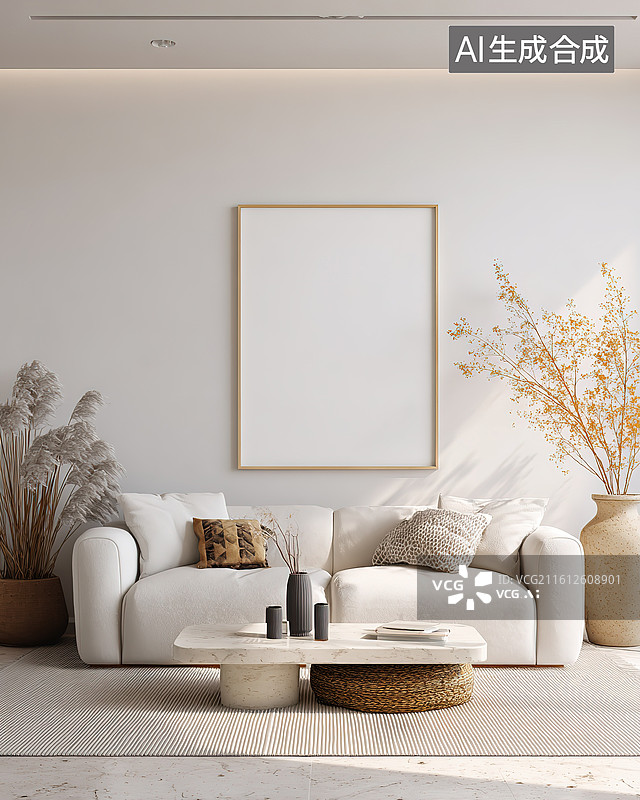 【AI数字艺术】现代简约客厅布置图片素材